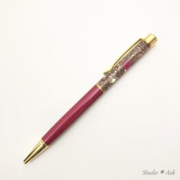 a-4 (4) 花&キラキラビジュー入りボールペン ローズピンク&ピンクゴールド