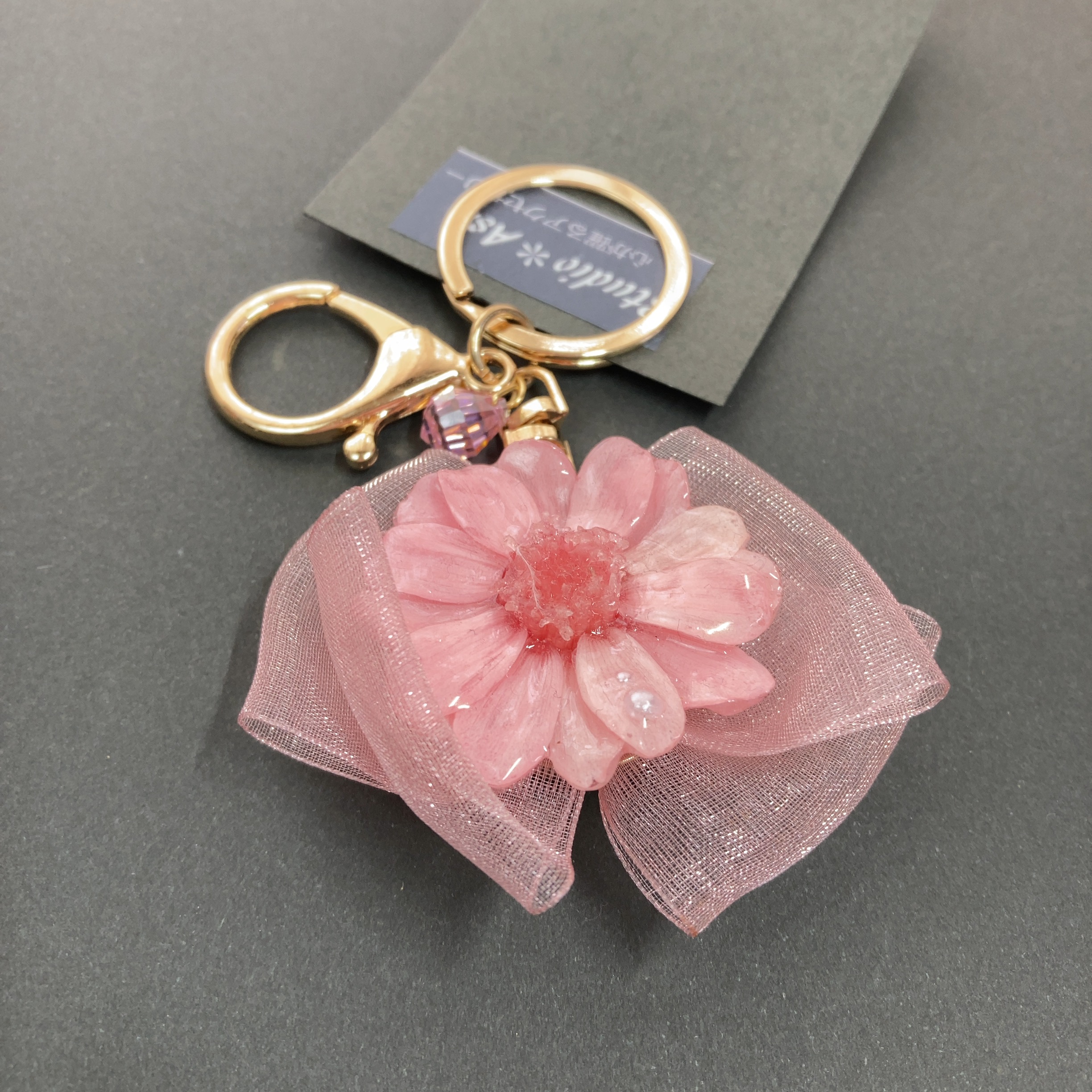 新品 バッグチャーム薔薇リボン キーホルダー